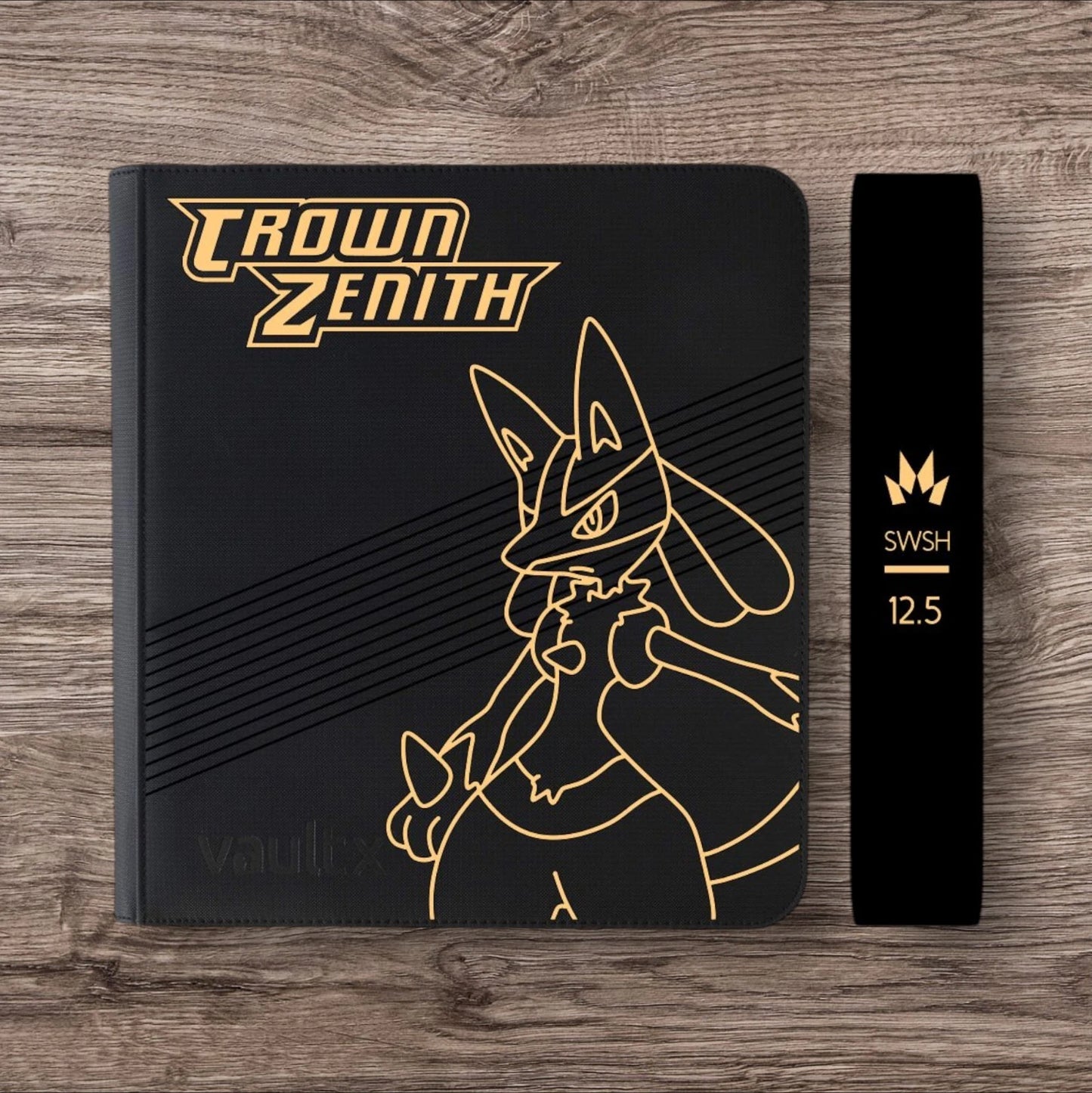 Custom Made Vault X 12 Pocket Black Zip Binder / Folder for TCG collection – Crown Zenith Lucario Edition