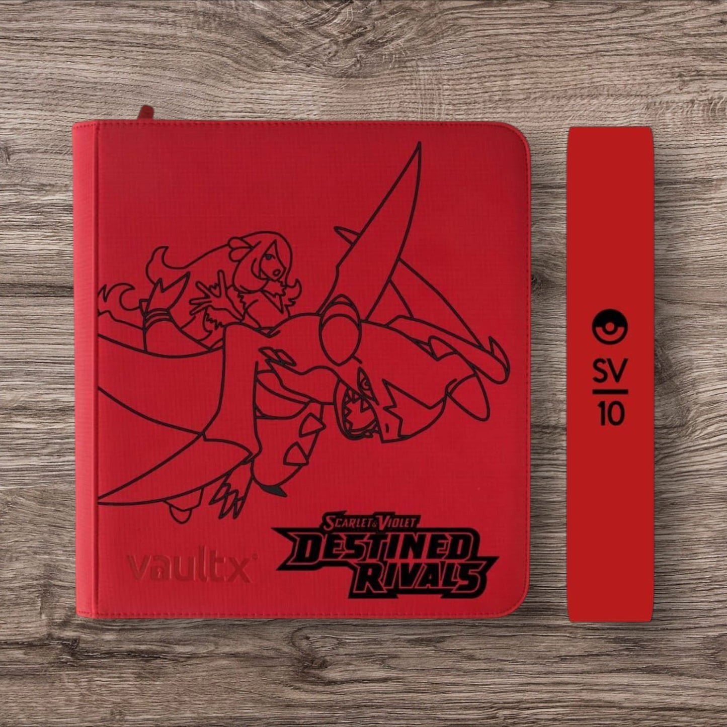Custom Made Vault X 12 Pocket Red Zip Binder / Folder for TCG collection – Destined Rivals Garchomp & Cynthia Edition