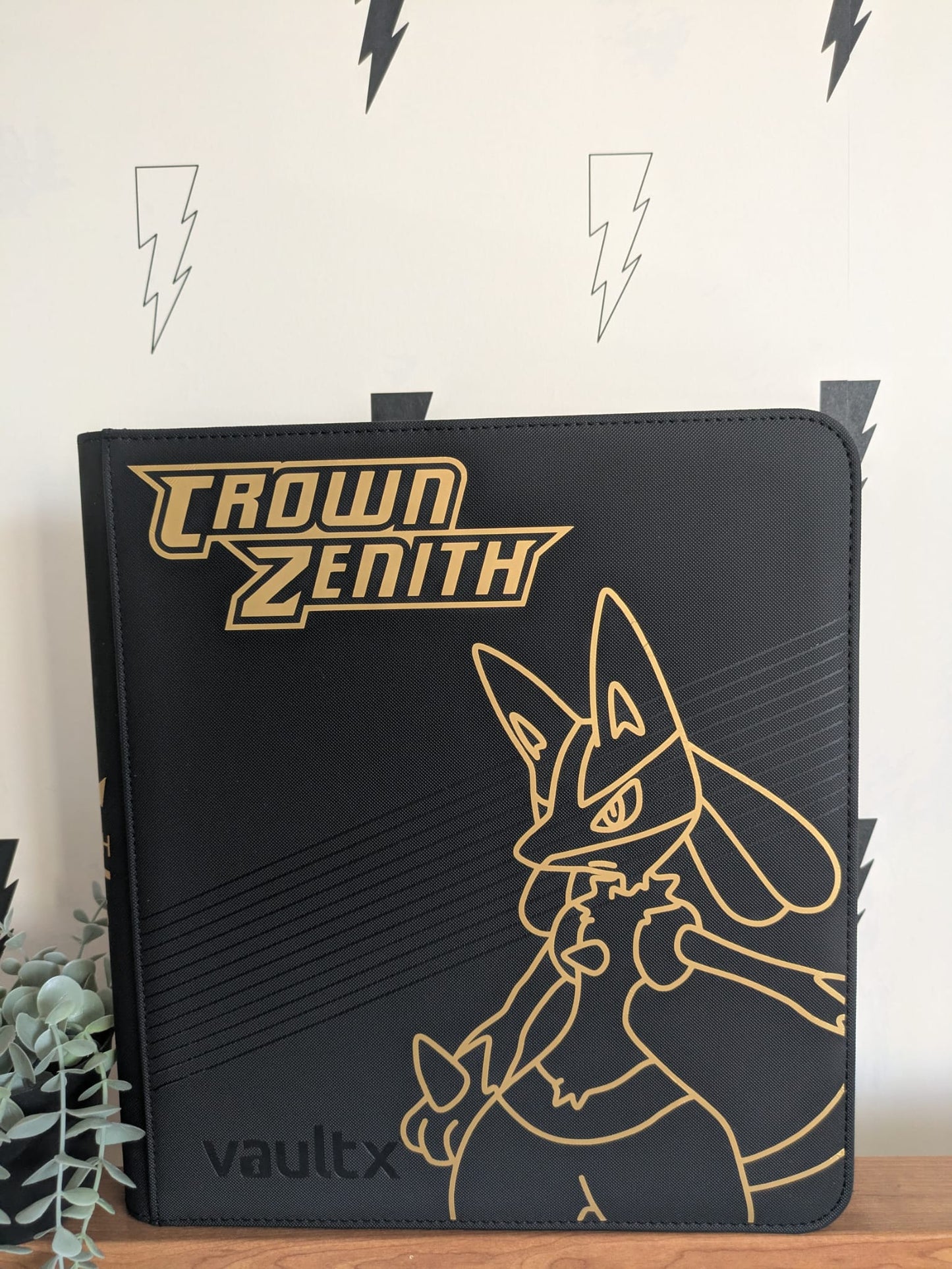 Custom Made Vault X 12 Pocket Black Zip Binder / Folder for TCG collection – Crown Zenith Lucario Edition