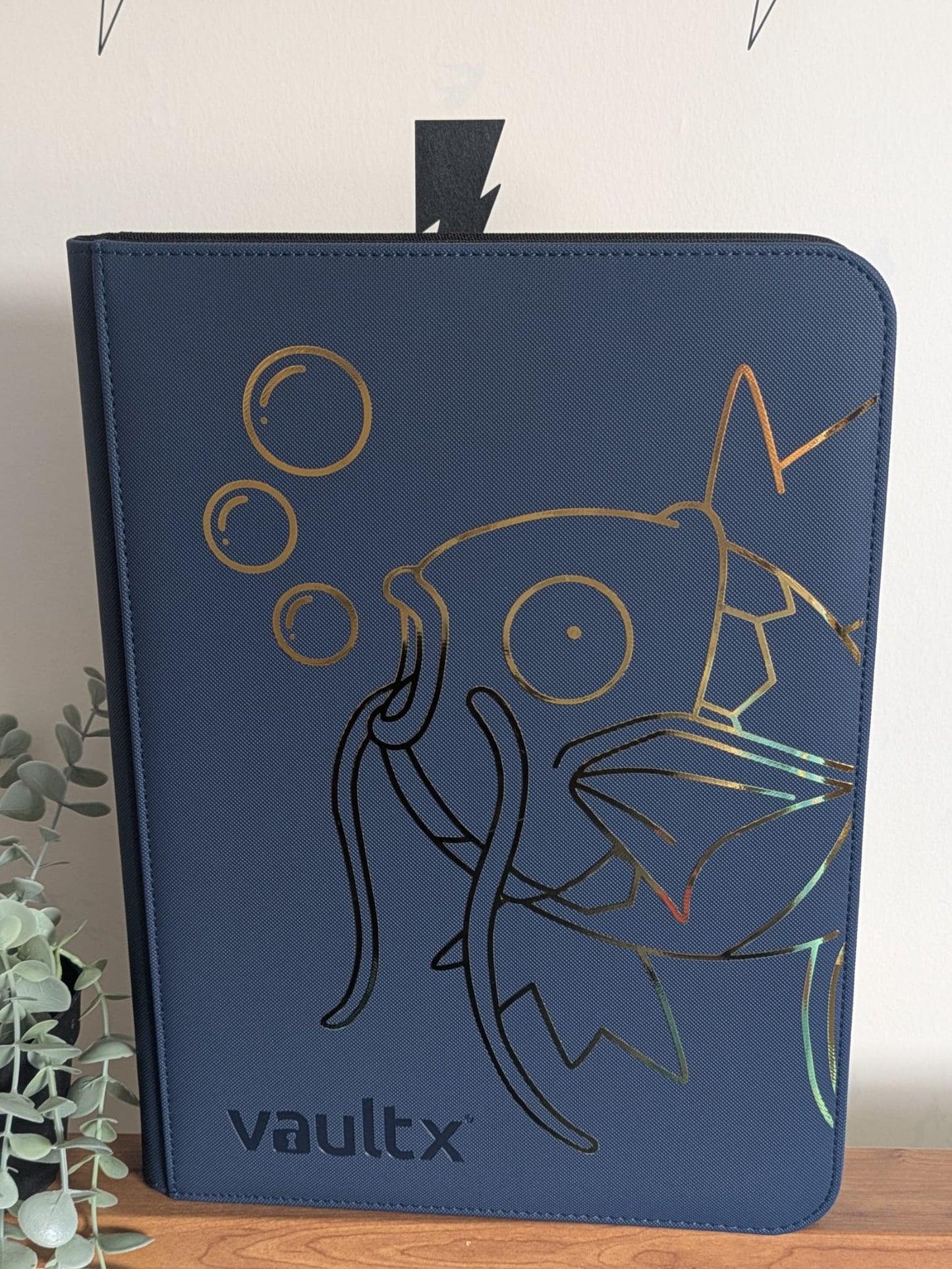 Custom Made Vault X 9 Pocket Blue Zip Binder / Folder for TCG collection – Metalic Gold Magikarp