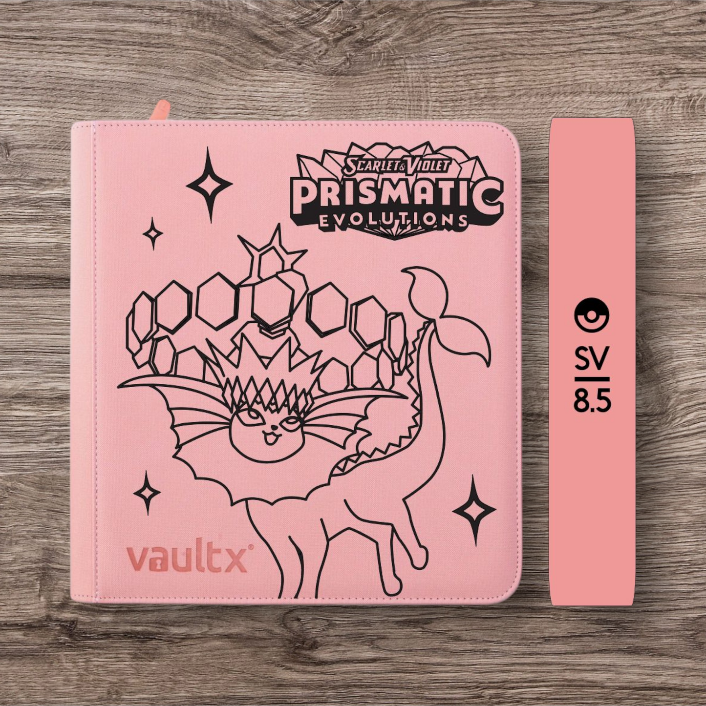 Custom Made Vault X 12 Pocket Pink Zip Binder / Folder for TCG collection – Prismatic Evolutions Vaporeon Edition