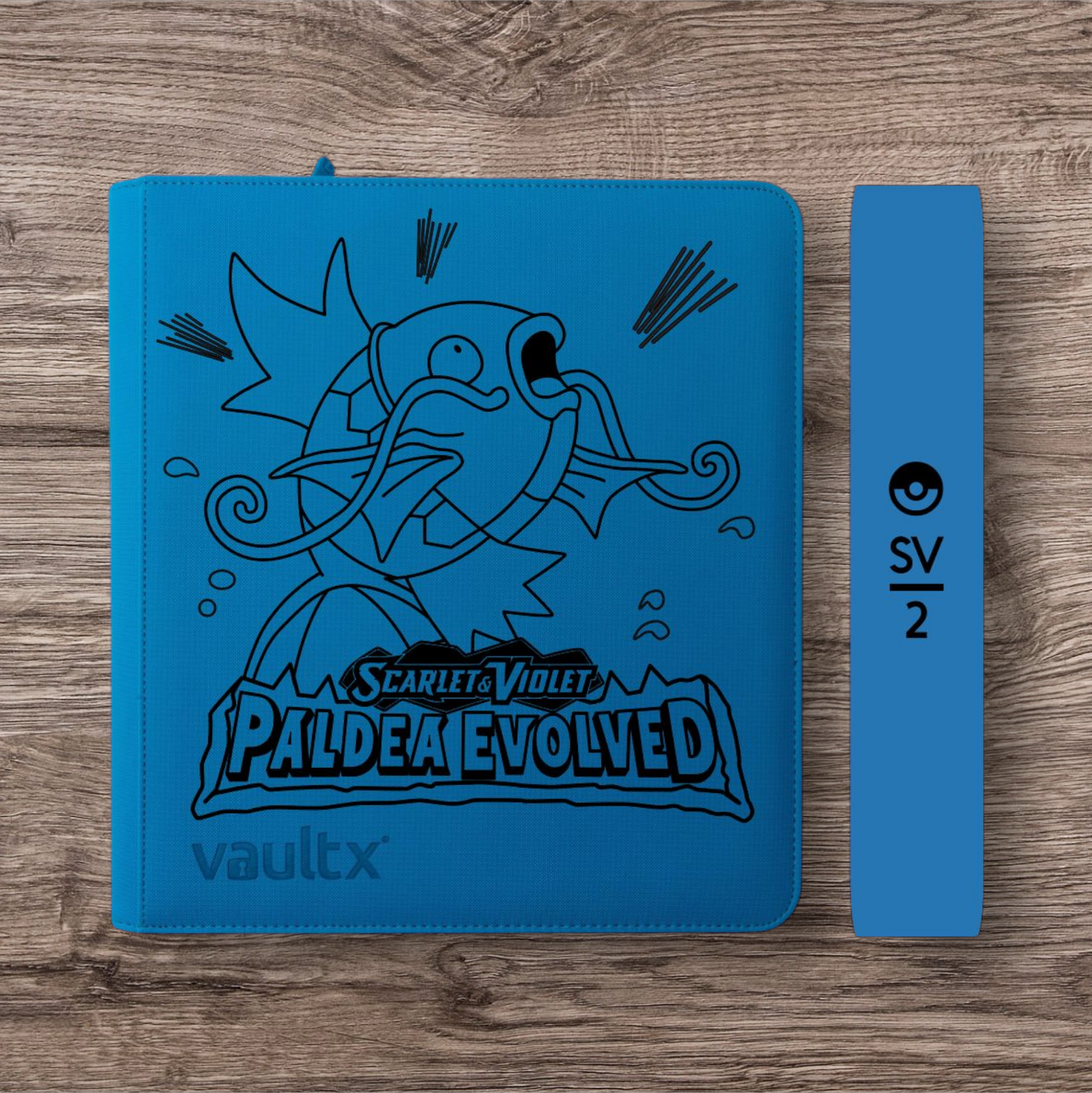 Custom Made Vault X 12 Pocket Neon Blue Zip Binder / Folder for TCG collection – Paldea Evolved Magikarp Edition
