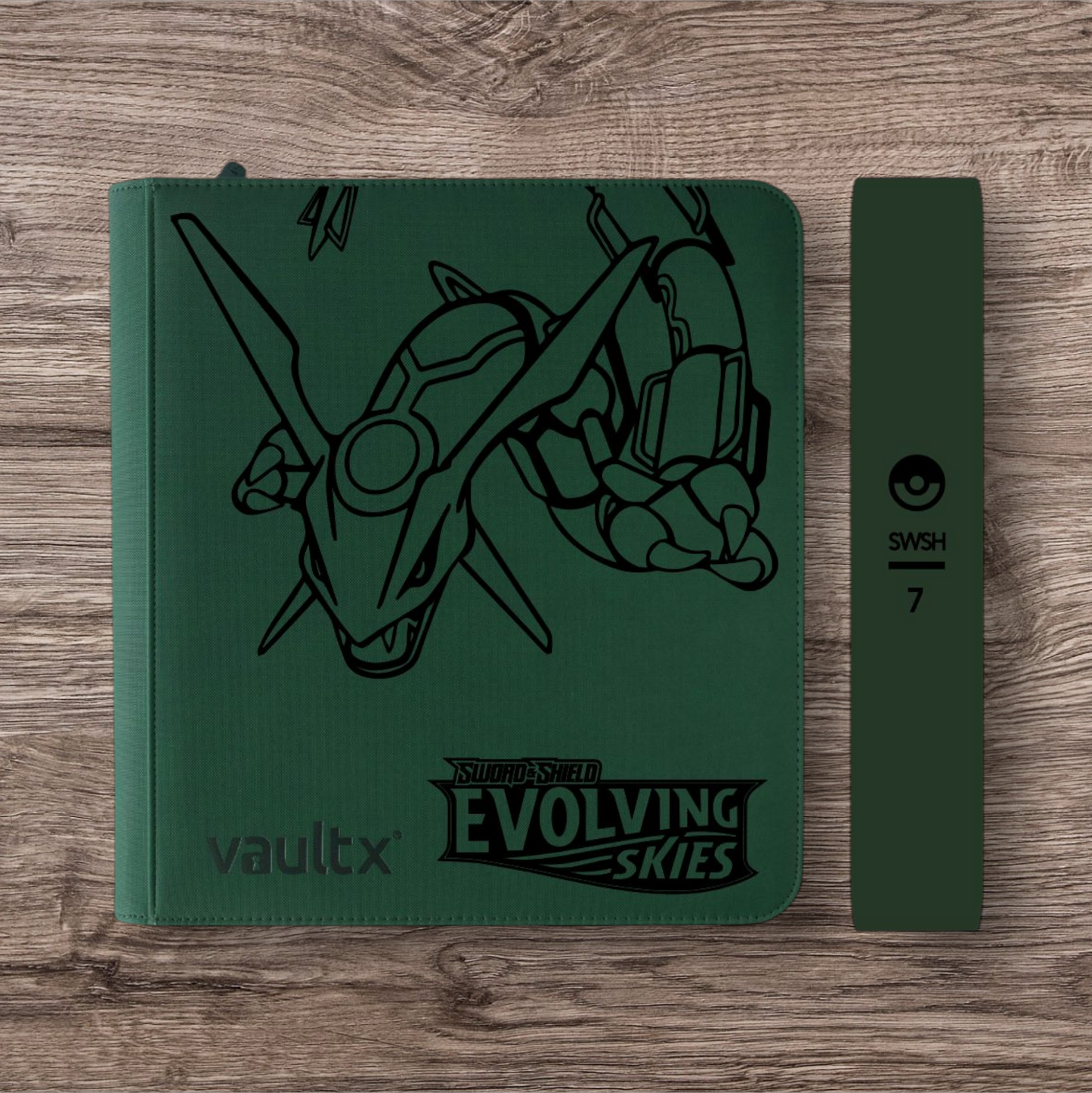 Custom Made Vault X 12 Pocket Green Zip Binder / Folder for TCG collection – Evolving Skies Rayquaza Edition