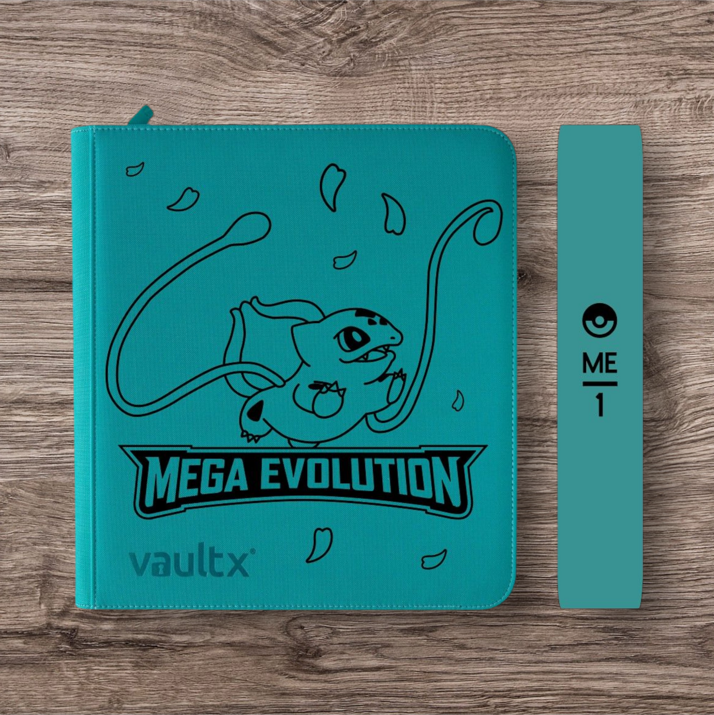 Custom Made Vault X 12 Pocket Ocean Blue Zip Binder / Folder for TCG collection – Mega Evolution Base Bulbasaur Edition