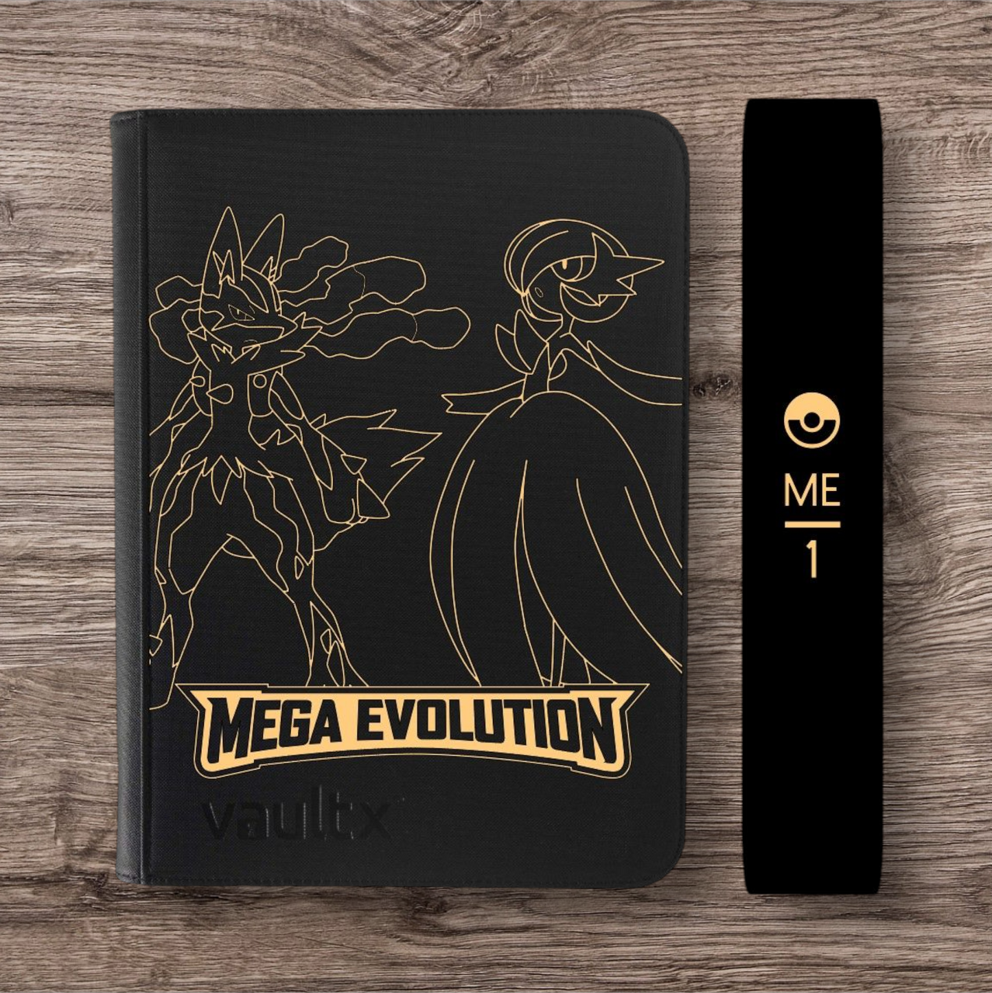 Custom Made Vault X 9 Pocket Black Zip Binder / Folder for TCG collection – Mega Evolution Base Lucario & Gardevoir Edition