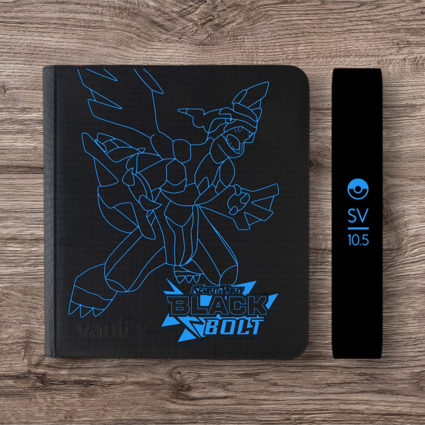 Custom Made Vault X 12 Pocket Black Zip Binder / Folder for TCG collection – Black Bolt Zekrom Edition