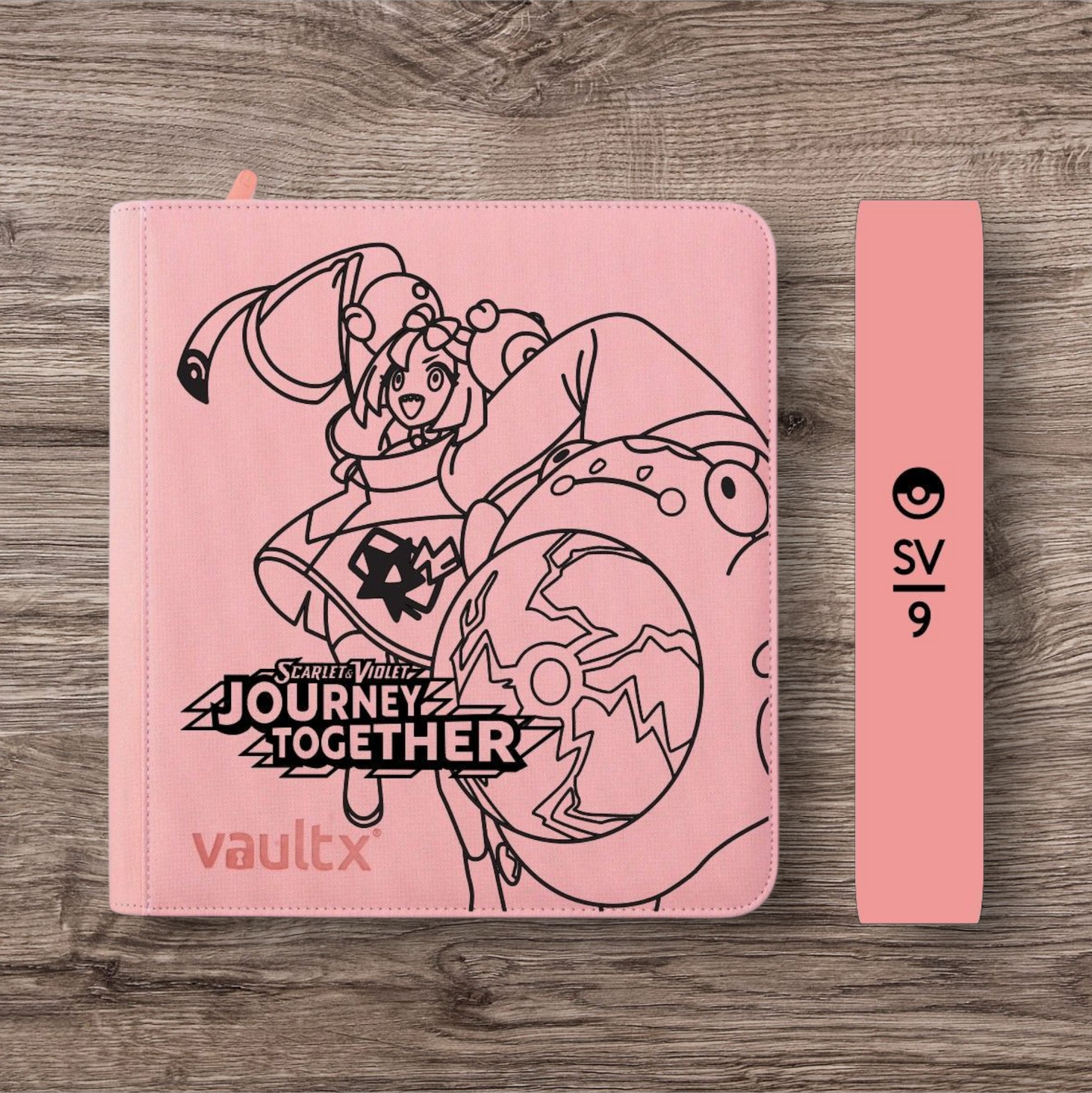 Custom Made Vault X 12 Pocket Pink Zip Binder / Folder for TCG collection – Journey Together Iono and Bellibolt Edition