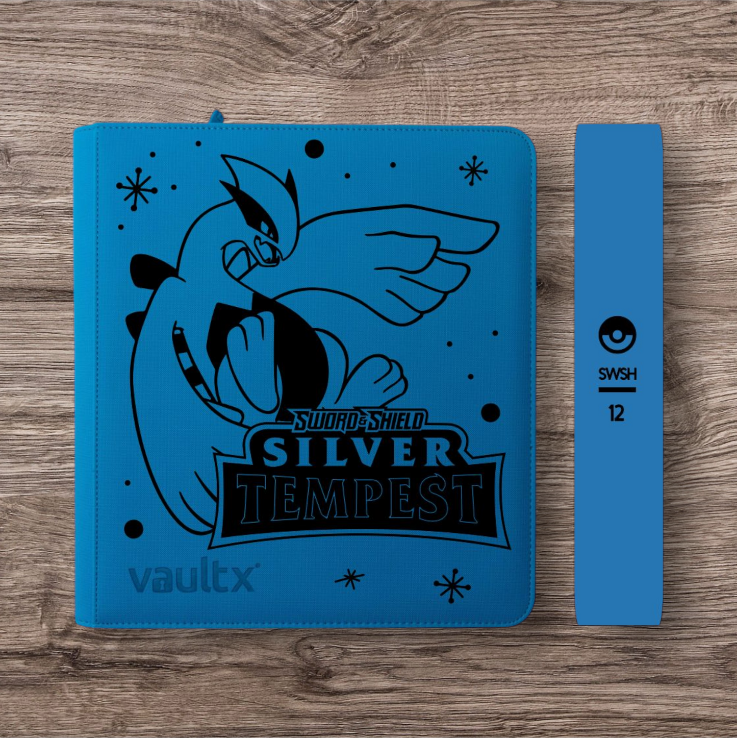 Custom Made Vault X 12 Pocket Neon Blue Zip Binder / Folder for TCG collection – Silver Tempest Lugia Edition