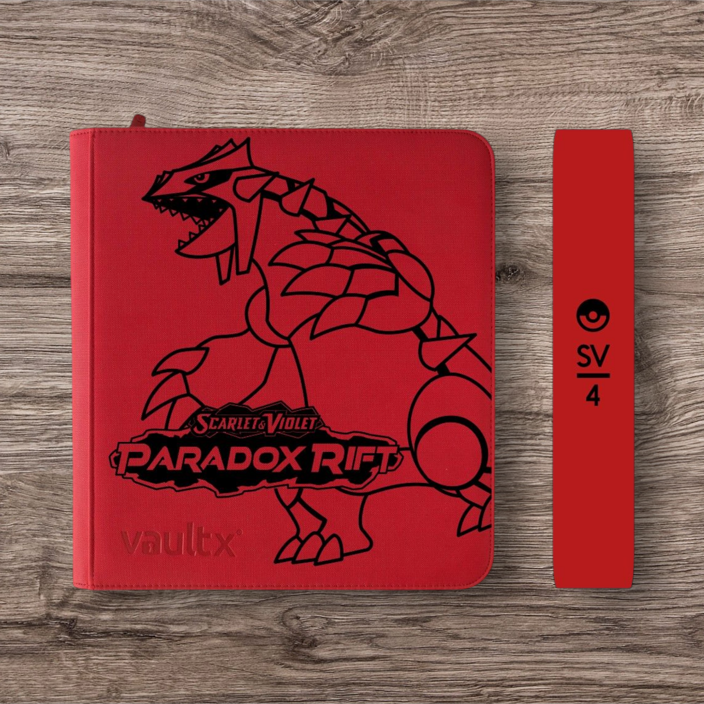 Custom Made Vault X 12 Pocket Red Zip Binder / Folder for TCG collection – Paradox Rift Groudon Standard Edition