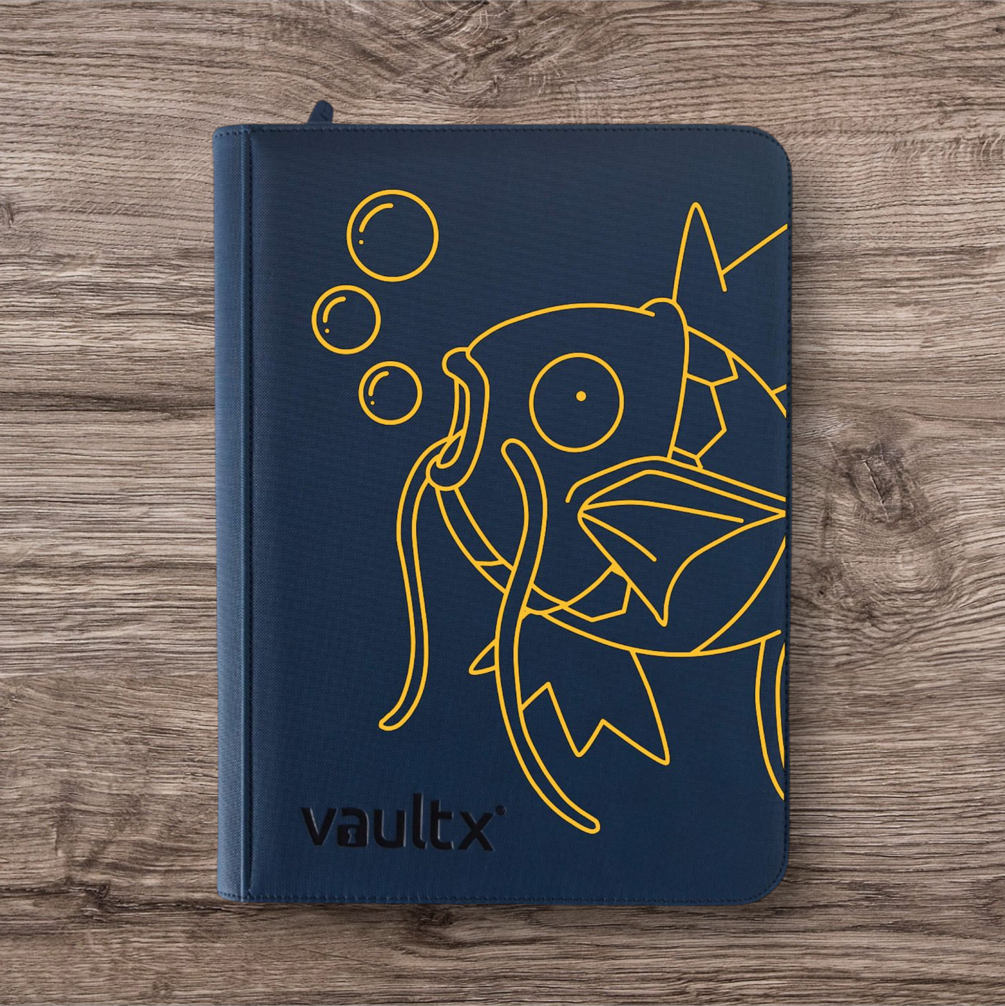 Custom Made Vault X 9 Pocket Blue Zip Binder / Folder for TCG collection – Metalic Gold Magikarp