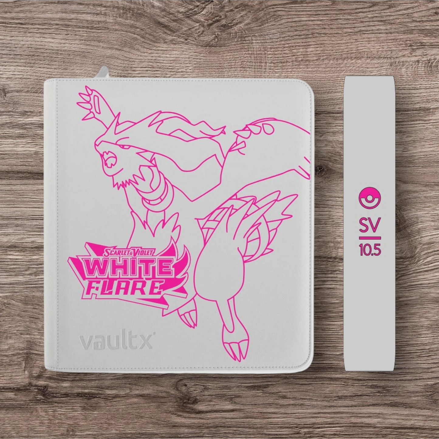Custom Made Vault X 12 Pocket White Zip Binder / Folder for TCG collection – White Flare Reshiram Limited Edition