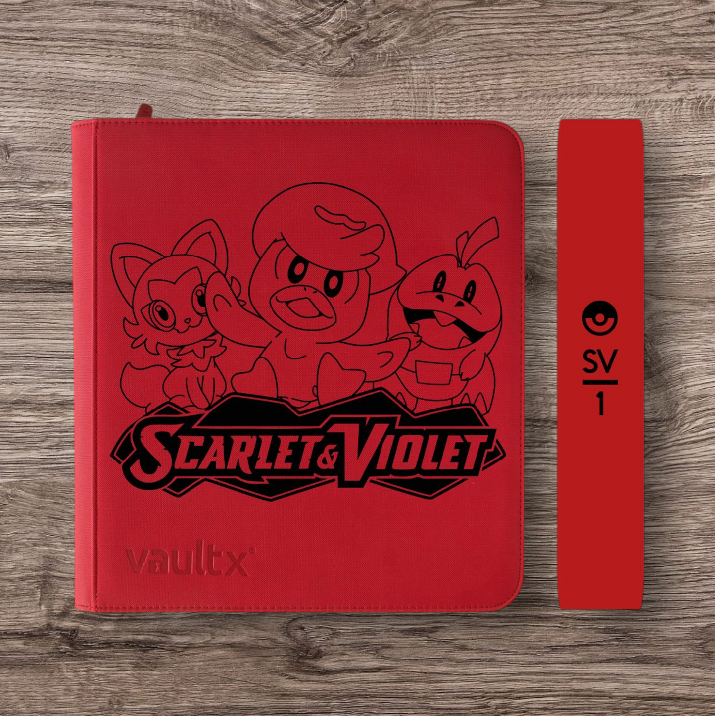 Custom Made Vault X 12 Pocket Red Zip Binder / Folder for TCG collection – Scarlet & Violet Base