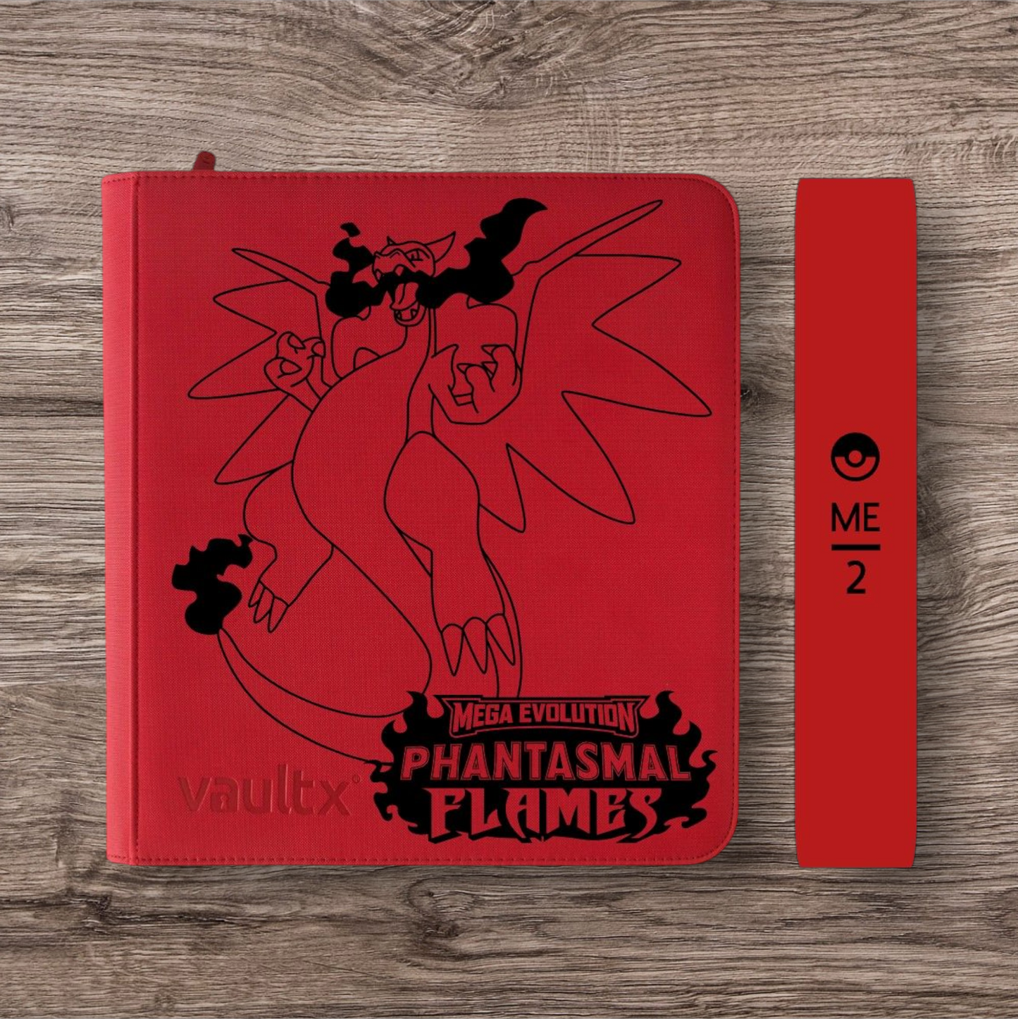 Custom Made Vault X 12 Pocket Red Zip Binder / Folder for TCG collection – Phantasmal Flames Charizard Edition