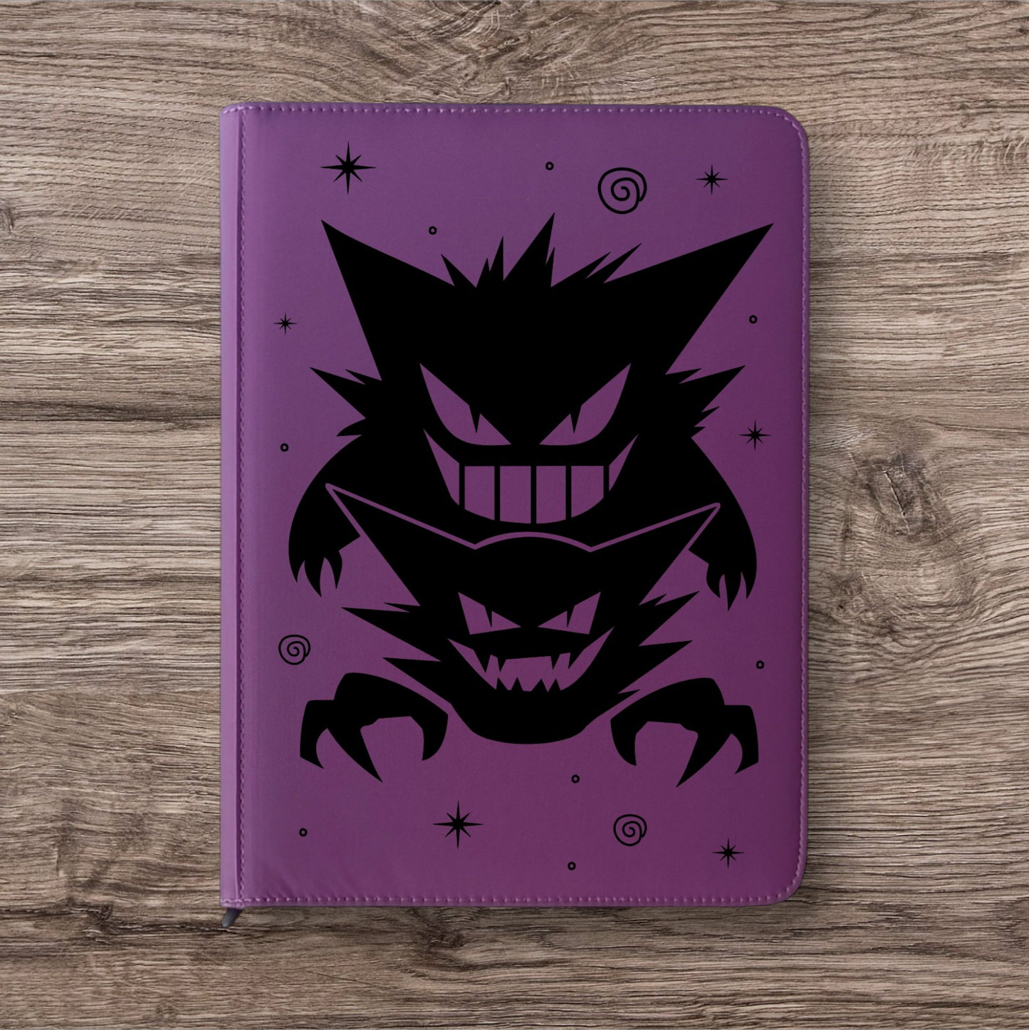 Custom Made PokeProtection 16 Pocket Purple Zip Binder / Folder for TCG collection – Gengar & Haunter
