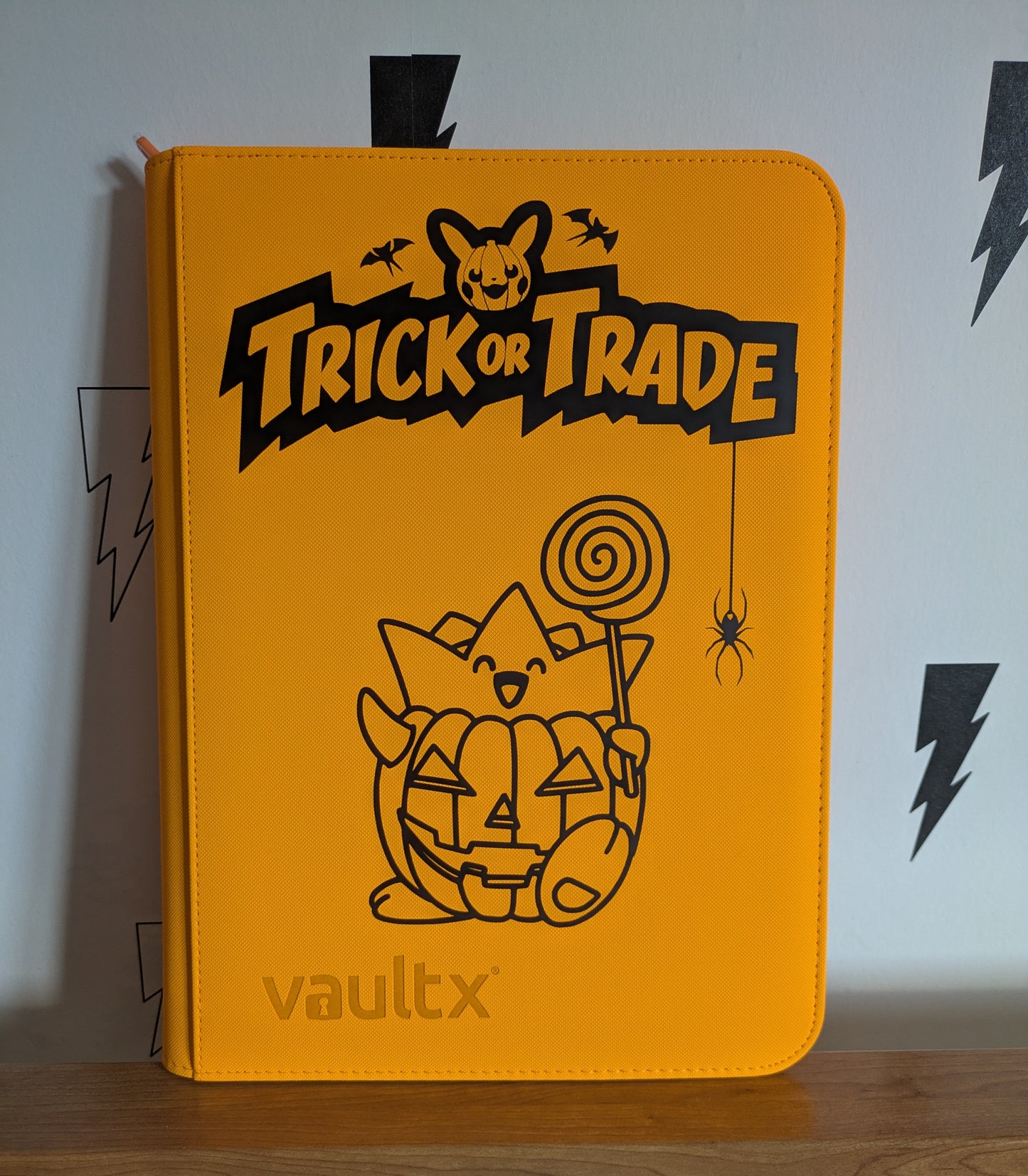 Custom Made Vault X 4 Pocket Neon Orange Zip Binder / Folder for TCG collection – Trick or Trade Halloween Togepi Edition