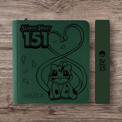 Custom Made Vault X 12 Pocket Green Zip Binder / Folder for TCG collection – 151 Bulbasaur Edition
