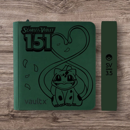 Custom Made Vault X 12 Pocket Green Zip Binder / Folder for TCG collection – 151 Bulbasaur Edition