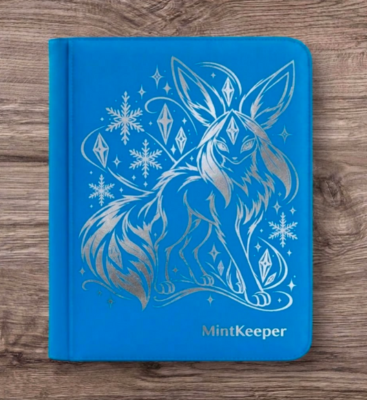 Custom Made Mintkeeper 9 Pocket Neon Blue Toploader Binder / Folder for TCG collection – Glaceon Silver Edition