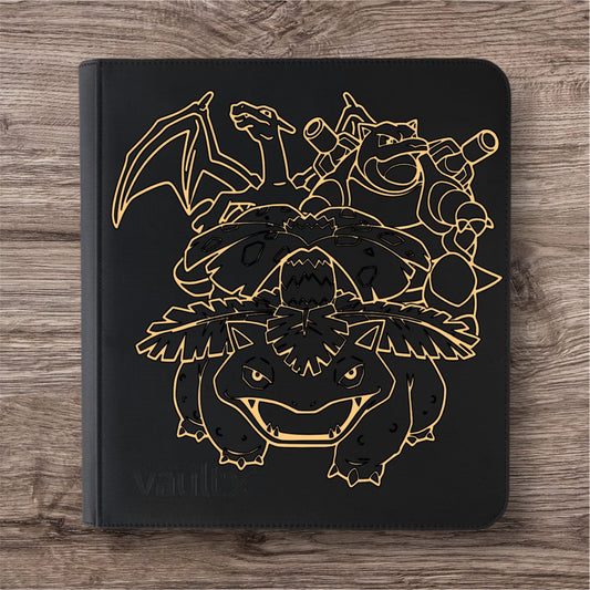 Custom Made Vault X 12 Pocket Black Zip Binder / Folder for TCG collection – Blastoise, Venusaur & Charizard