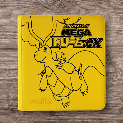 Custom Made Vault X 12 Pocket Yellow Zip Binder / Folder for TCG collection – Mega Dreams Mega Dragonite Edition