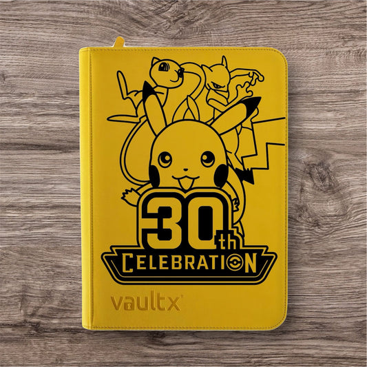 Custom Made Vault X 9 Pocket Yellow Zip Binder / Folder for TCG collection - 30th Celebration