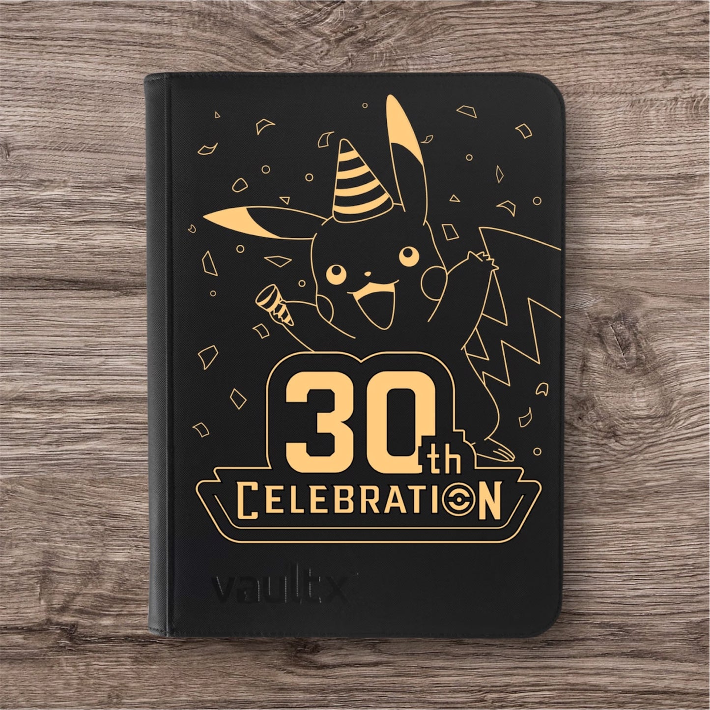 Custom Made Vault X 9 Pocket Black Zip Binder / Folder for TCG collection - 30th Celebration Gold Edition