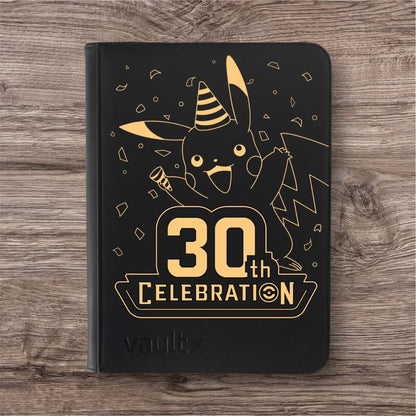 Custom Made Vault X 9 Pocket Black Zip Binder / Folder for TCG collection - 30th Celebration Gold Edition