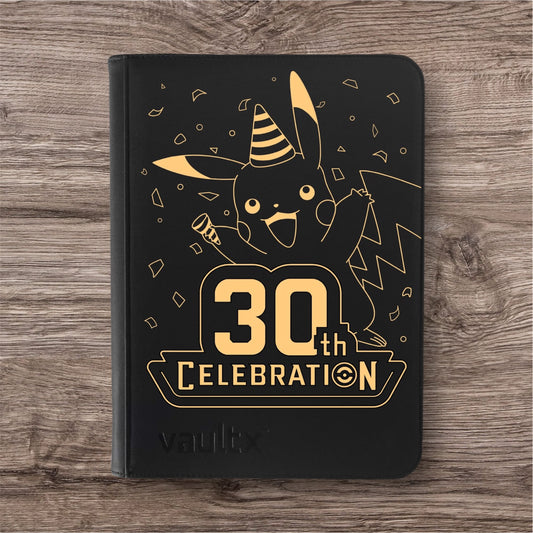 Custom Made Vault X 9 Pocket Black Zip Binder / Folder for TCG collection - 30th Celebration Gold Edition