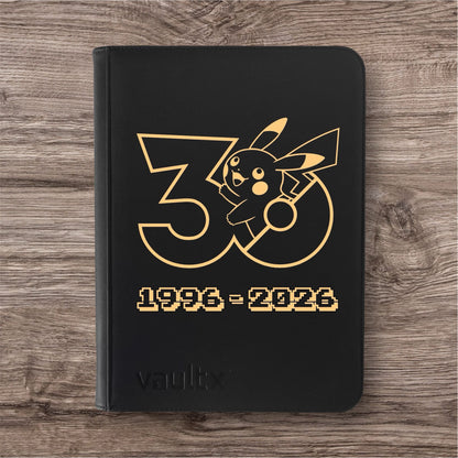 Custom Made Vault X 4 Pocket Black Zip Binder / Folder for TCG collection – 30th Celebration Gold Edition