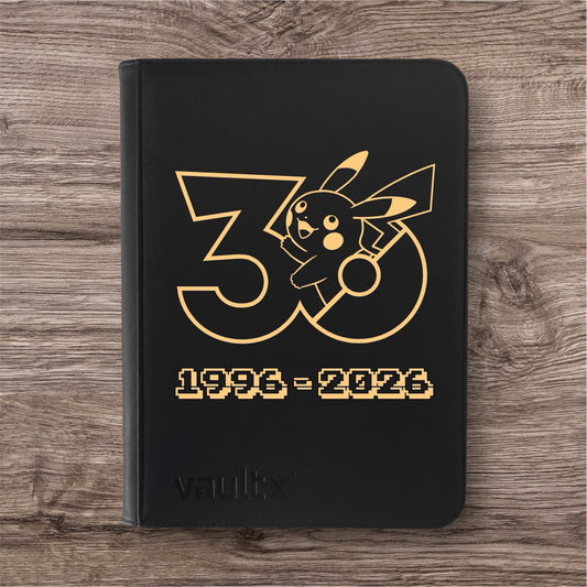 Custom Made Vault X 4 Pocket Black Zip Binder / Folder for TCG collection – 30th Celebration Gold Edition