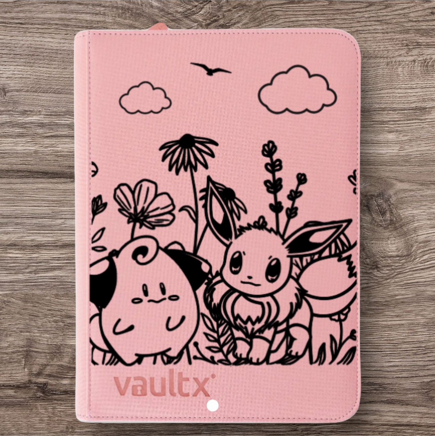 Custom Made Vault X 9 Pocket Pink Zip Binder / Folder for TCG collection – Cleffa & Eevee