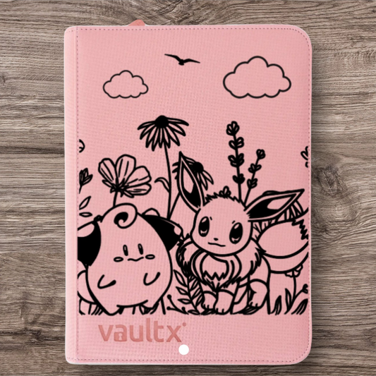 Custom Made Vault X 9 Pocket Pink Zip Binder / Folder for TCG collection – Cleffa & Eevee