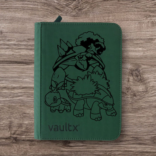 Custom Made Vault X 4 Pocket Green Zip Binder / Folder for TCG collection – Turtwig Evolution line