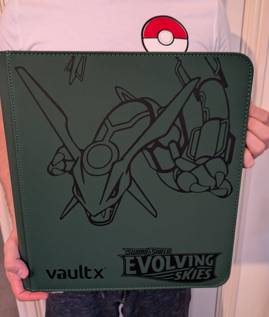 Custom Made Vault X 12 Pocket Green Zip Binder / Folder for TCG collection – Evolving Skies Rayquaza Edition