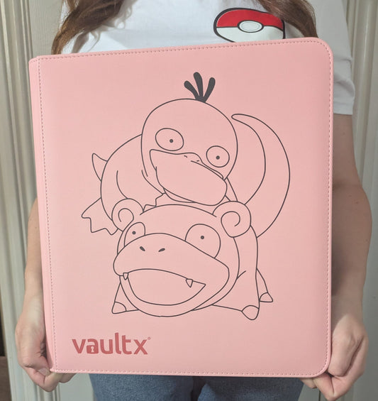 Custom Made Vault X 12 Pocket Pink Zip Binder / Folder for TCG collection – Slowpoke & Psyduck