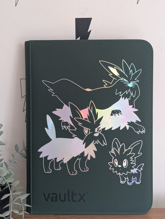 Custom Made Vault X 9 Pocket Green Holo Zip Binder / Folder for TCG collection – Lillipup, Herdier & Stoutland
