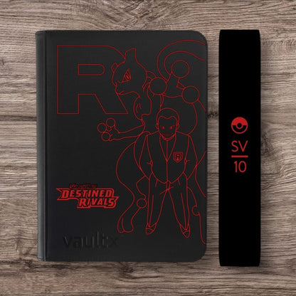 Custom Made Vault X 9 Pocket Black Zip Binder / Folder for TCG collection – Destined Rivals Mewtwo & Giovanni Edition