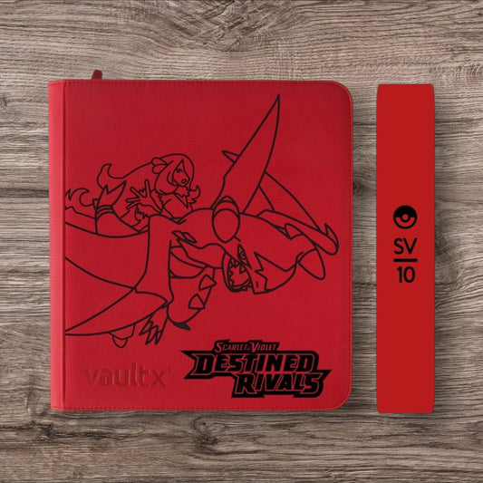 Custom Made Vault X 12 Pocket Red Zip Binder / Folder for TCG collection – Destined Rivals Garchomp & Cynthia Edition