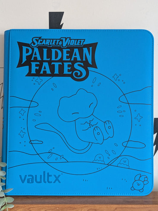 Custom Made Vault X 12 Pocket Neon Blue Zip Binder / Folder for TCG collection – Paldean Fates Bubble Mew Edition