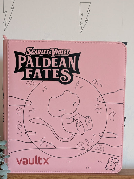 Custom Made Vault X 12 Pocket Pink Zip Binder / Folder for TCG collection – Paldean Fates Bubble Mew Edition