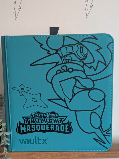 Custom Made Vault X 12 Pocket Oceon Blue Zip Binder / Folder for TCG collection – Twilight Masqurade Greninja Edition