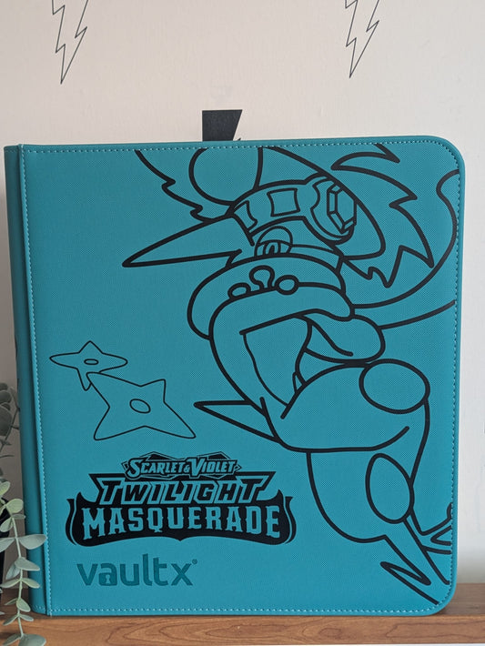 Custom Made Vault X 12 Pocket Oceon Blue Zip Binder / Folder for TCG collection – Twilight Masqurade Greninja Edition
