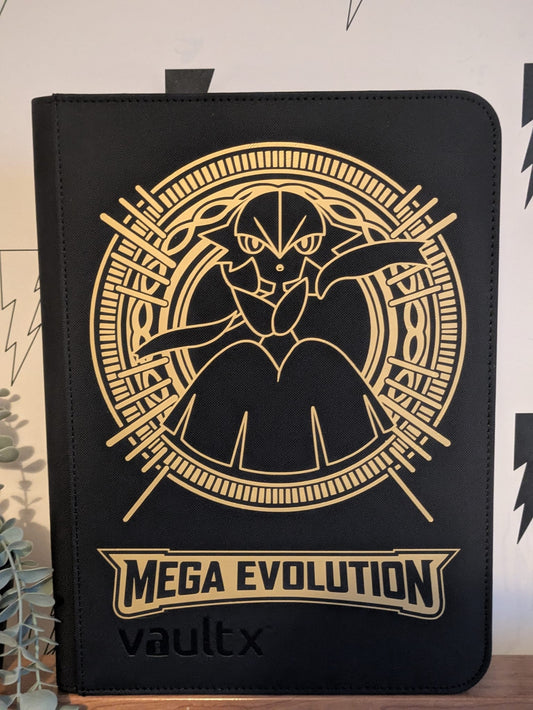 Custom Made Vault X 9 Pocket Black Zip Binder / Folder for TCG collection – Mega Evolution Base Gardevoir Edition