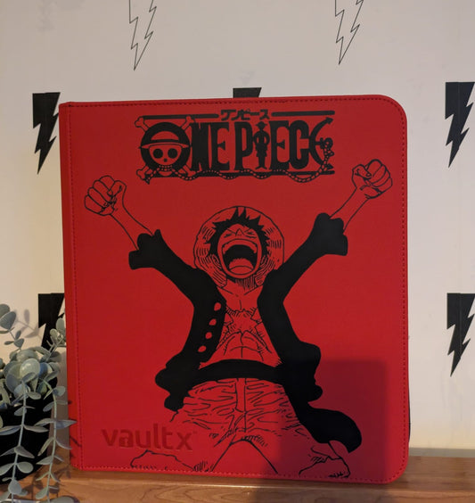 Custom Made Vault X 12 Pocket Red Zip Binder / Folder for TCG collection – One Piece Monkey D. Luffy