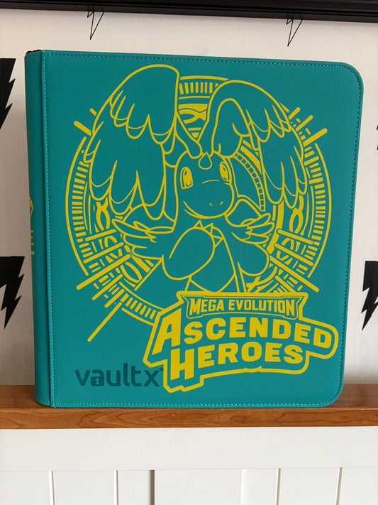 Custom Made Vault X 12 Pocket Oceon Blue Zip Binder / Folder for TCG collection – Ascended Heroes Mega Dragonite
