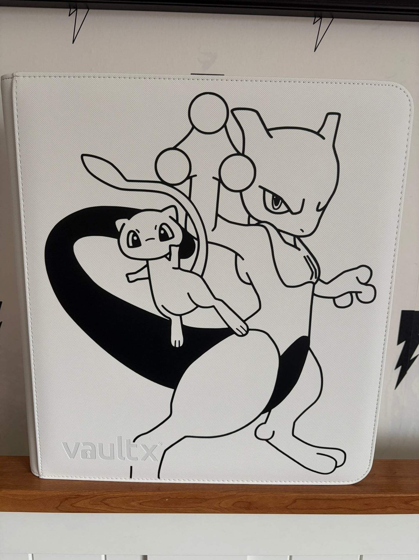 Custom Made Vault X 12 Pocket White Edition Zip Binder / Folder for TCG collection - Mewtwo & Mew