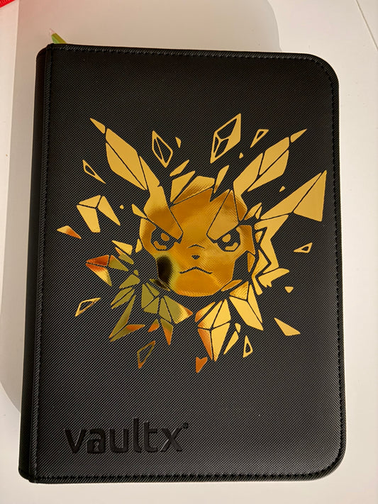 Custom Made Vault X 9 Pocket Black and Gold Edition Binder / Folder for TCG collection – Pikachu