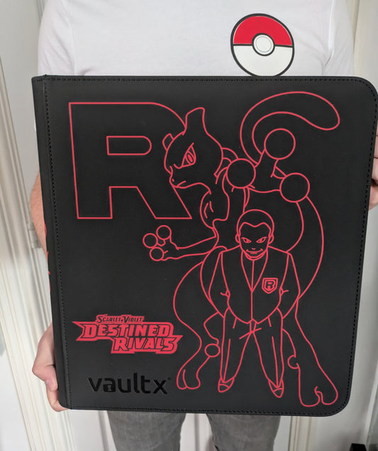 Custom Made Vault X 12 Pocket Black Zip Binder / Folder for TCG collection – Destined Rivals Mewtwo & Giovanni  Edition