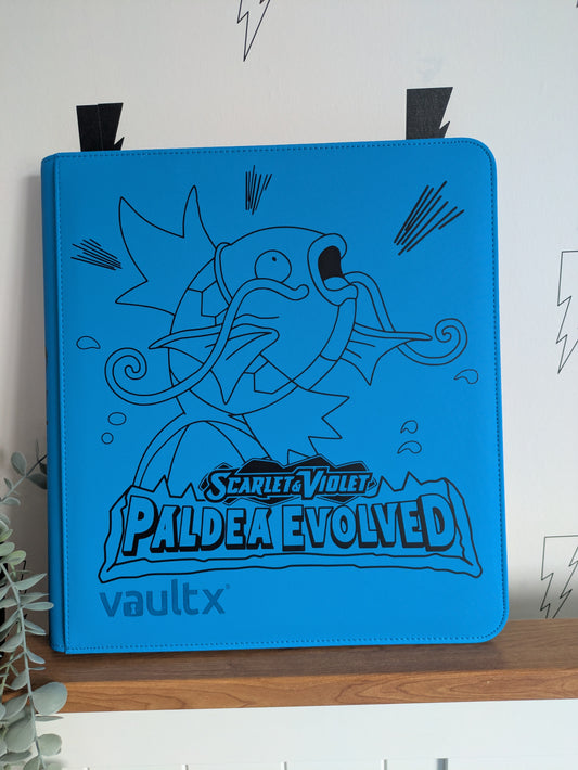 Custom Made Vault X 12 Pocket Neon Blue Zip Binder / Folder for TCG collection – Paldea Evolved Magikarp Edition