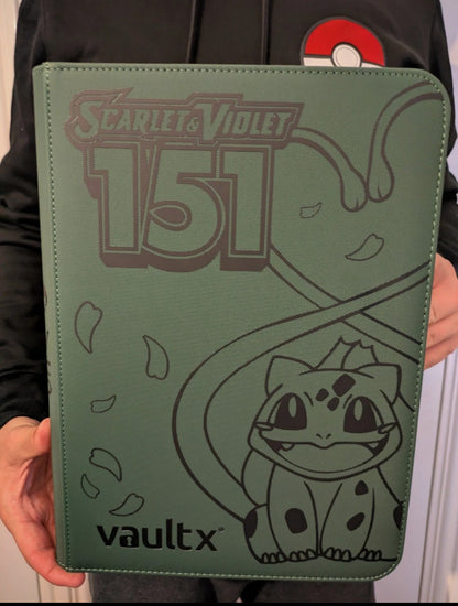 Custom Made Vault X 9 Pocket Green Zip Binder / Folder for TCG collection – 151 Bulbasaur Edition
